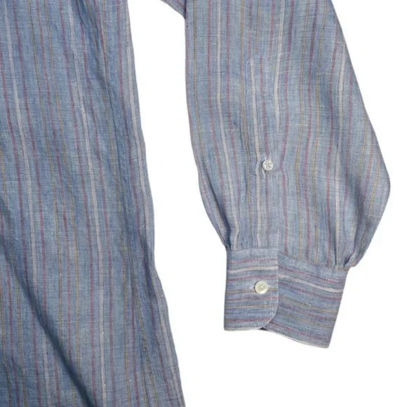 Paul & Shark Slate Blue Linen Button Front Shirt - Picture 7 of 14
